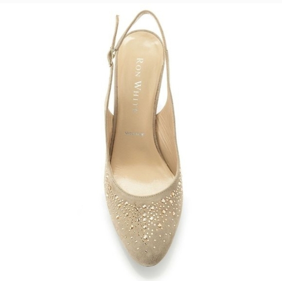 Ron White Shoes - Ron White "Vivian Crystal" Fawn Amber Slingback – Size 36.5, New, Without Box
